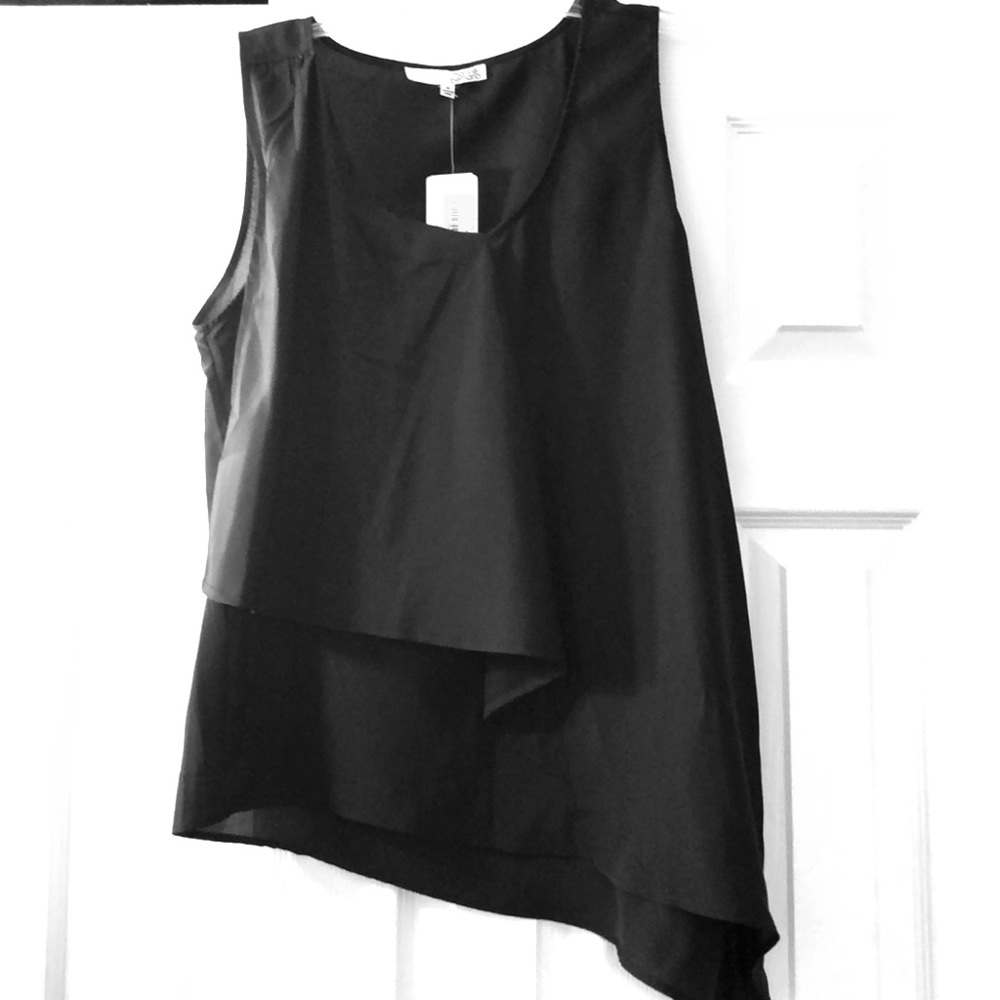 Harve Bernard black asymmetrical sleeveless top